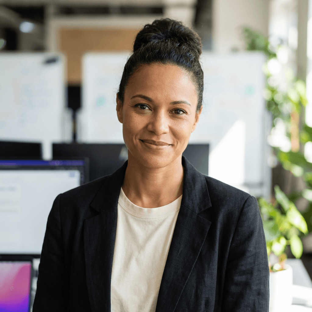 Sarah Mitchell smiling in a bright office